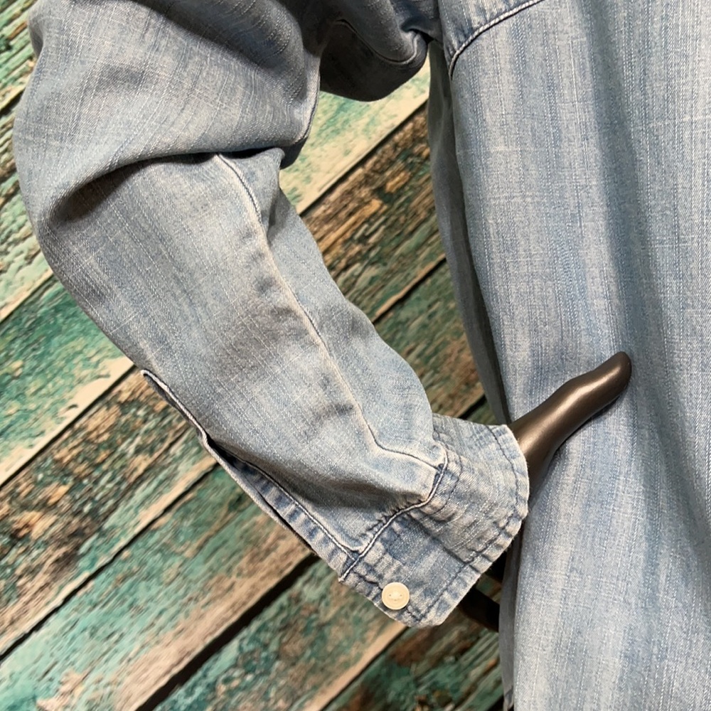 Long Sleeve Denim Chambray Shirt, Small - Picture 5 of 7